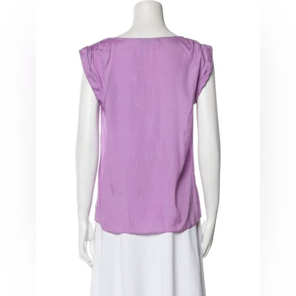 ALICE + OLIVIA Bateau Neckline Silk Blouse in Lavender - Picture 4 of 10